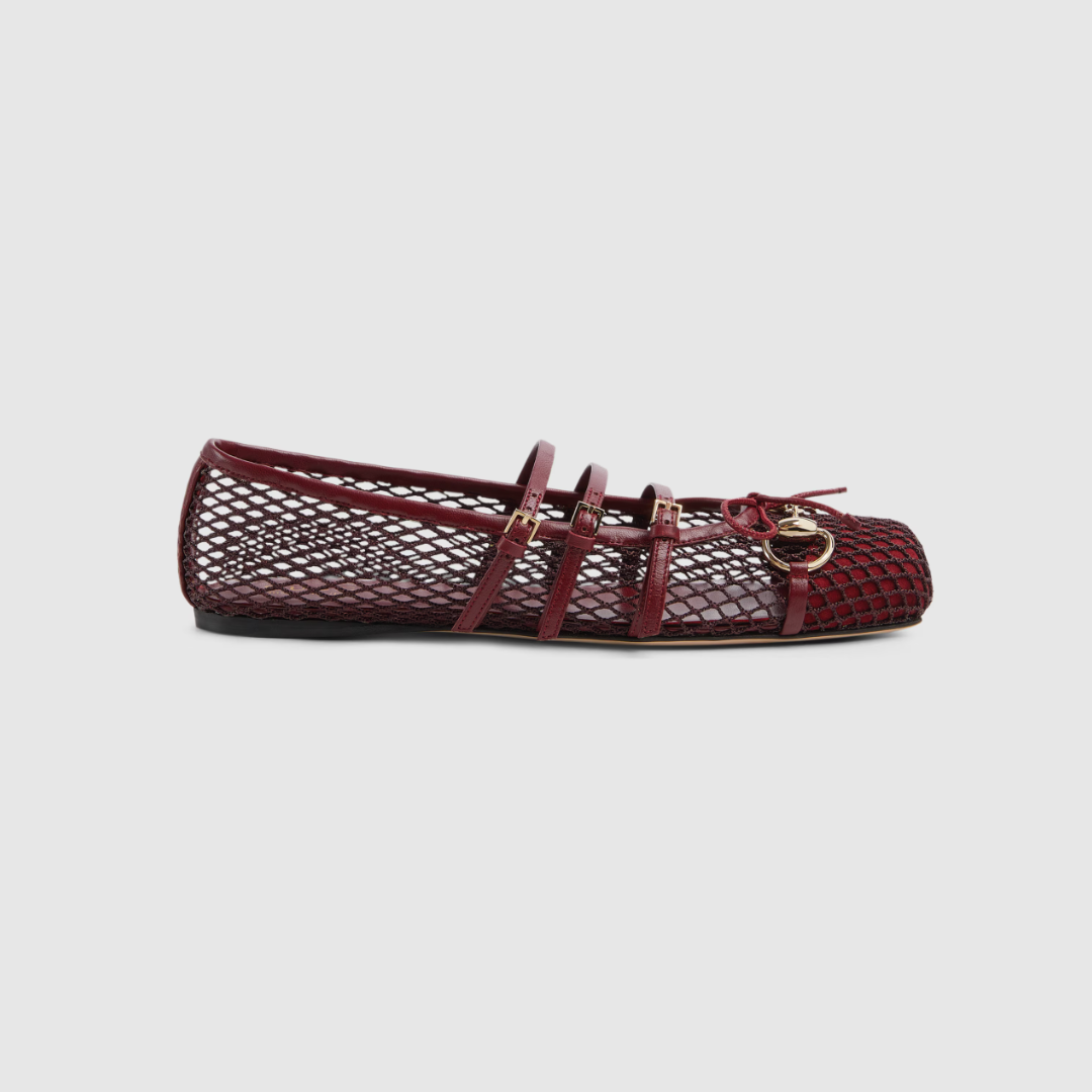Rosso Ancora Mesh Horsebit Ballet Flat