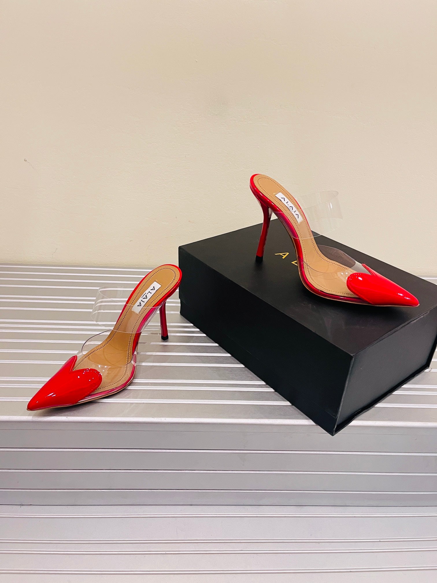 Lacquer Red LC Mules In Patent Leather