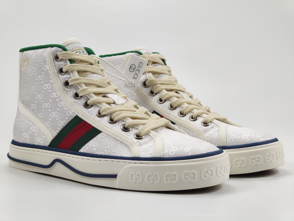 Women's White tennis high top sneaker
