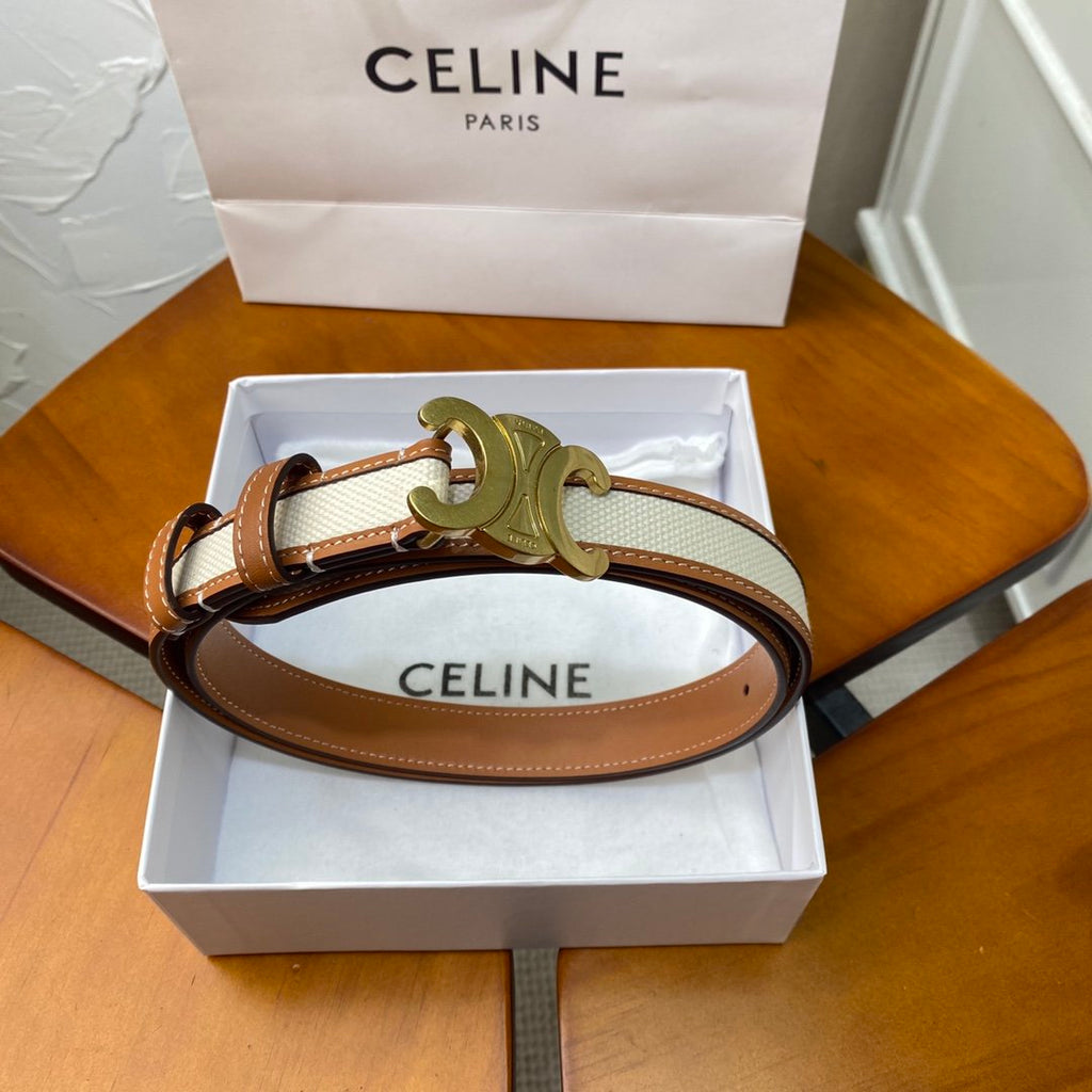 Beige medium triomphe belt