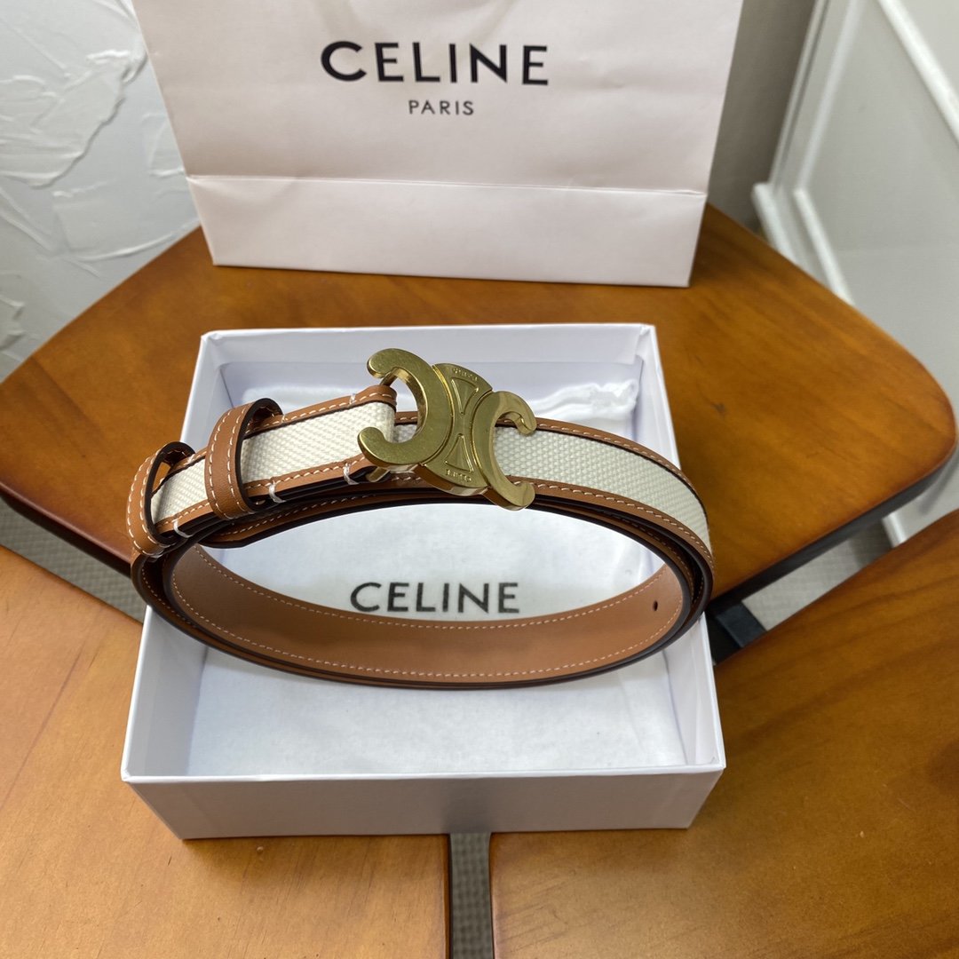 Beige medium triomphe belt