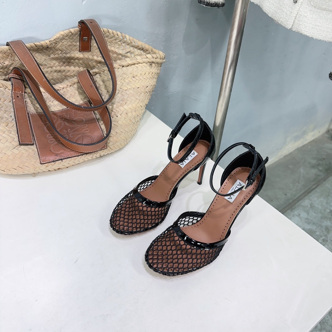 Black High Fishnet Pumps