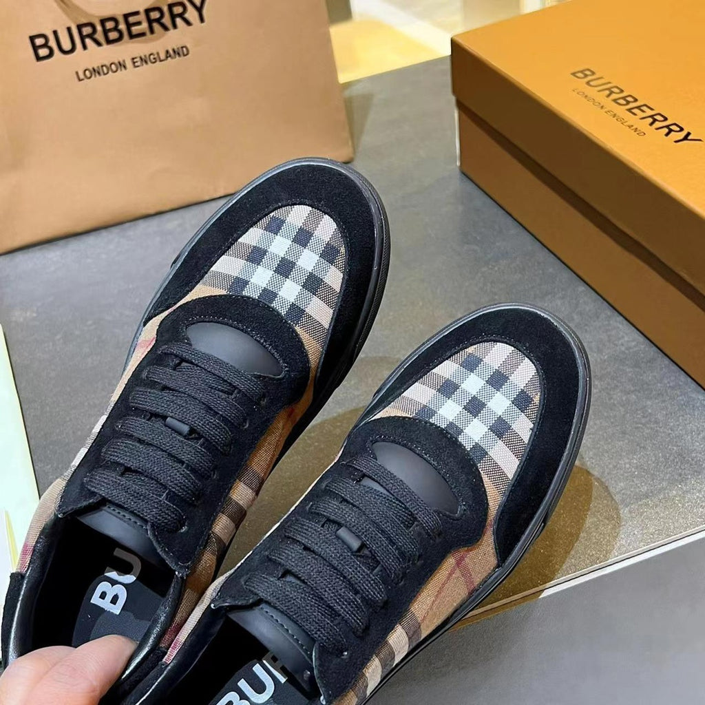 Women's Birch Brown Vintage Check Cotton and Suede Sneakers