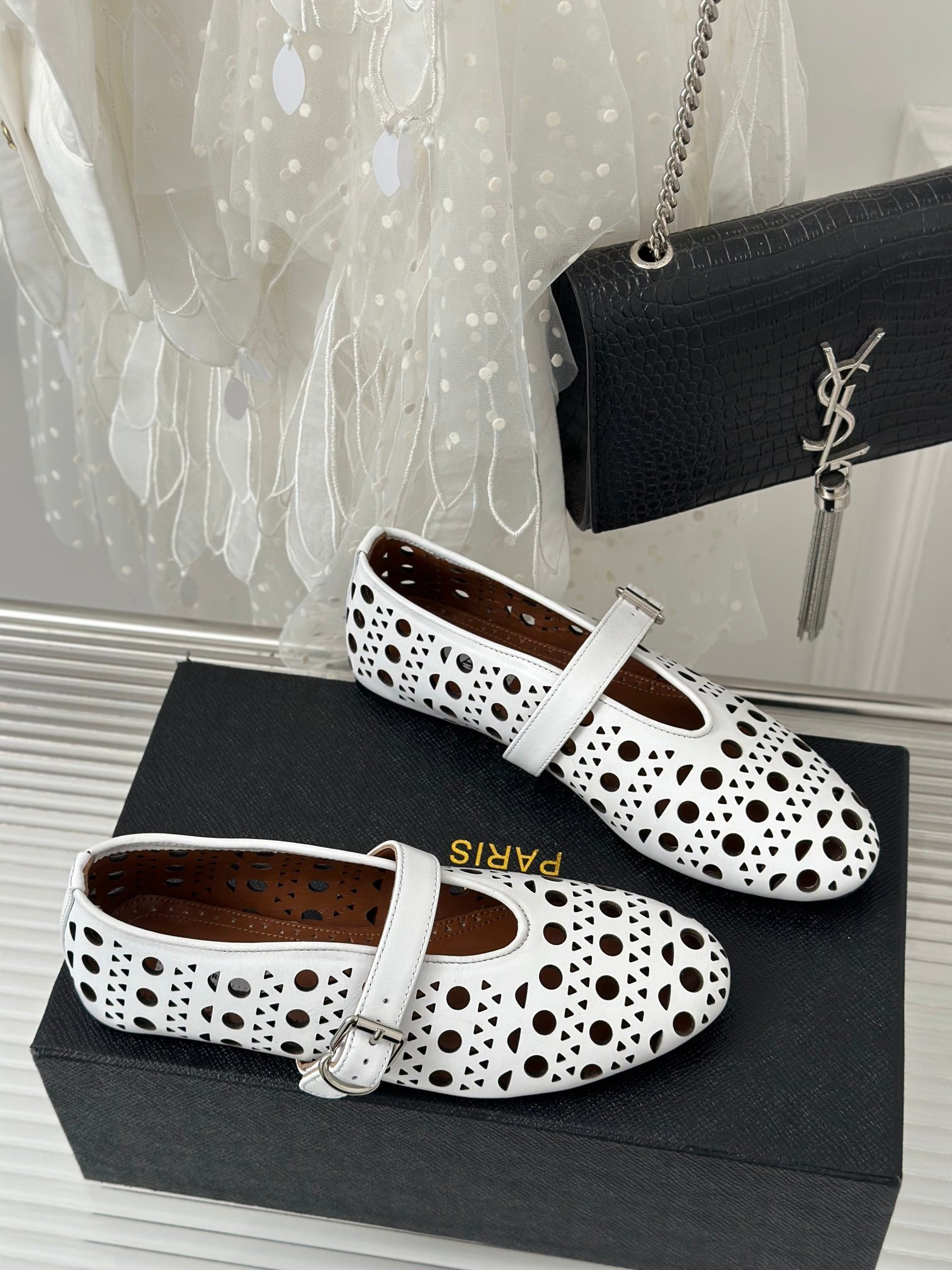 White AV Ballet Flats