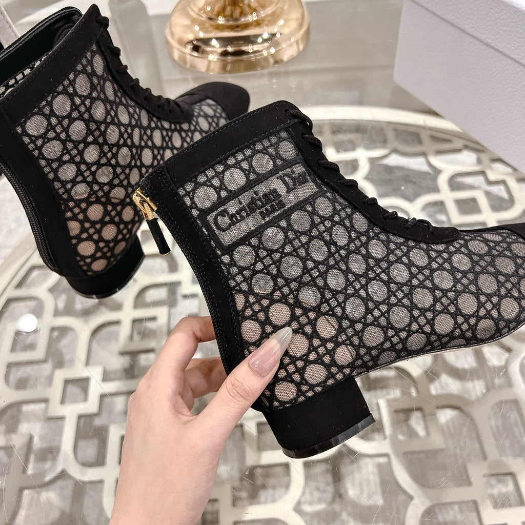 Black Cannage Motif & Suede ND Ankle Boot