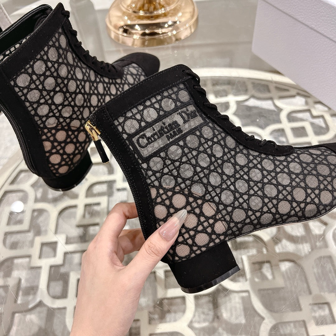 Black Cannage Motif & Suede ND Ankle Boot