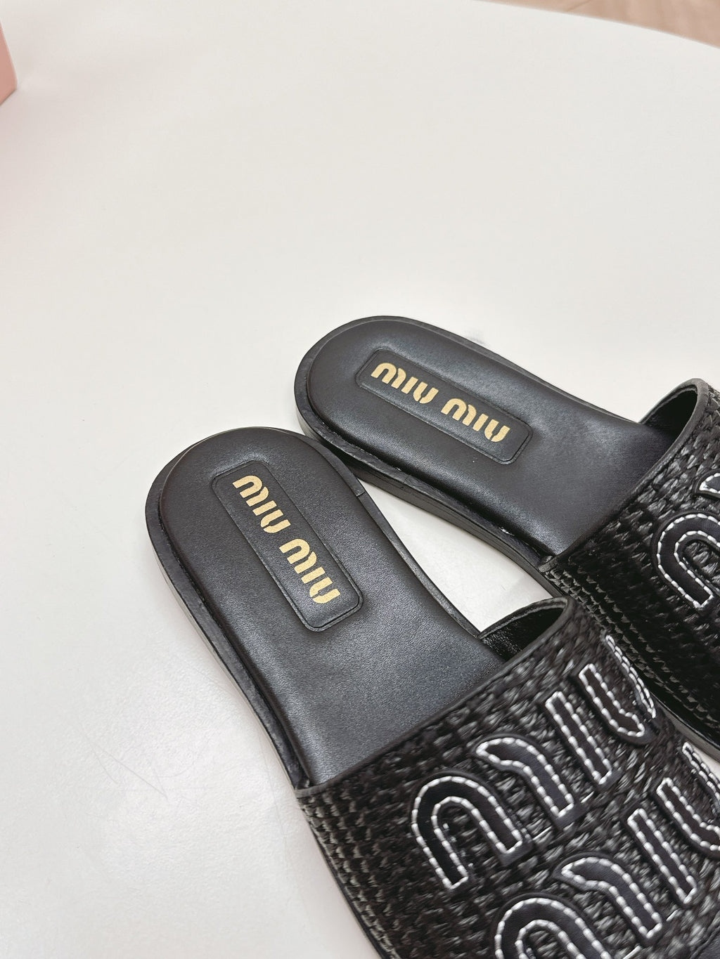 Black Raffia-Effect Mules