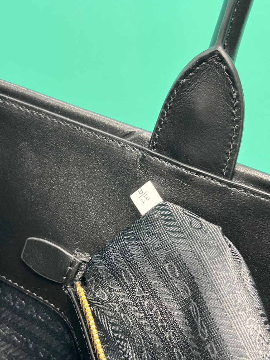 Black Large Leather Symbole Bag With Topstitching