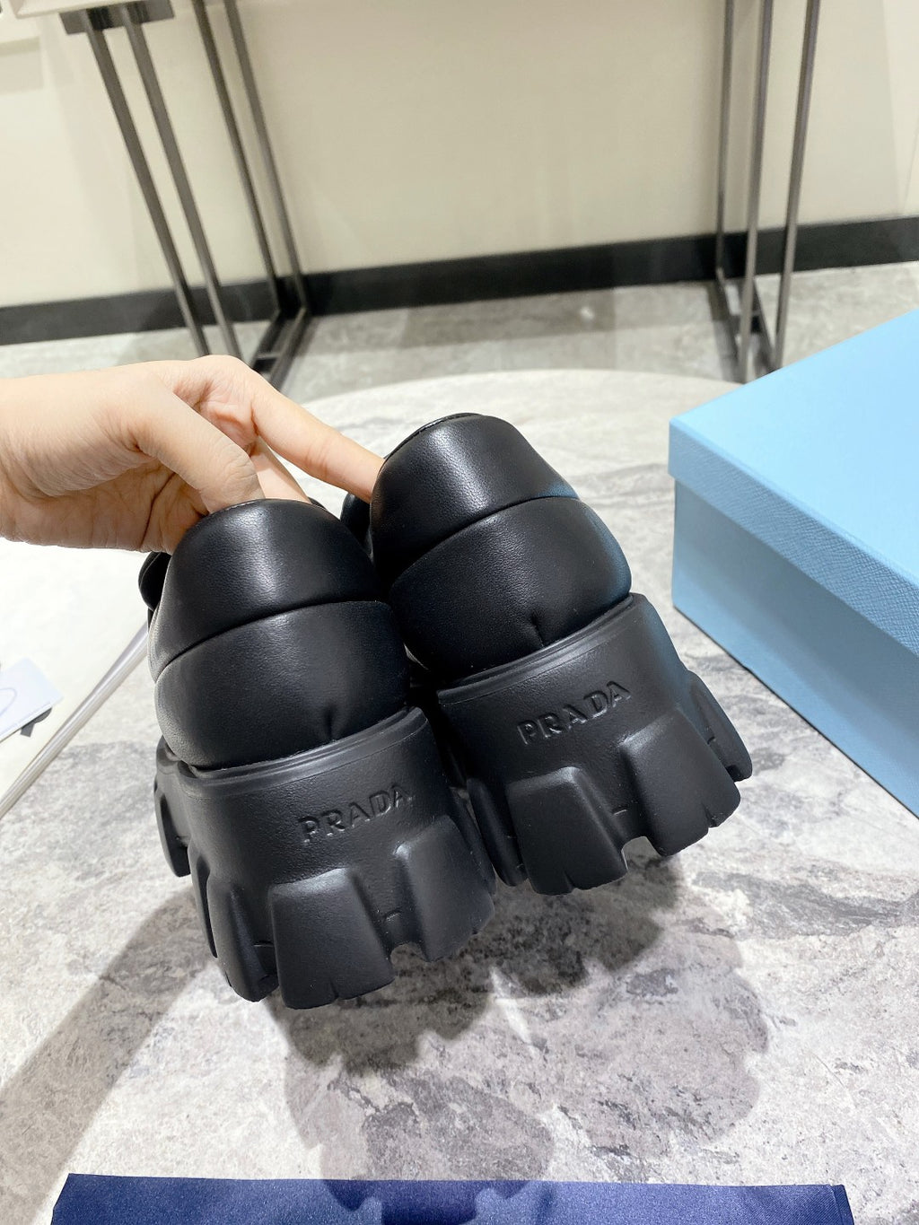 Black Soft Padded Leather Loafers