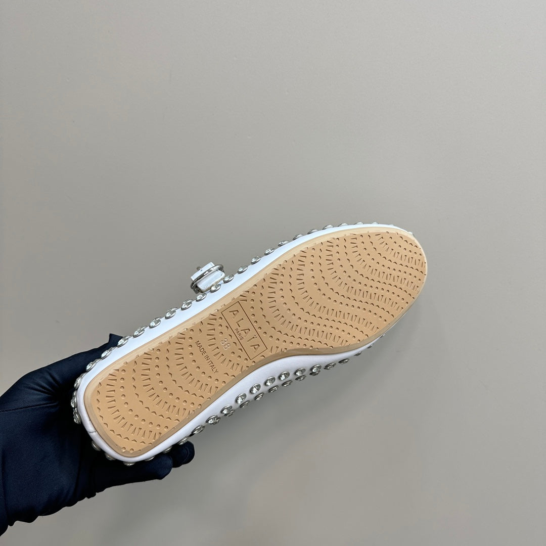 White Strass Ballet Flats