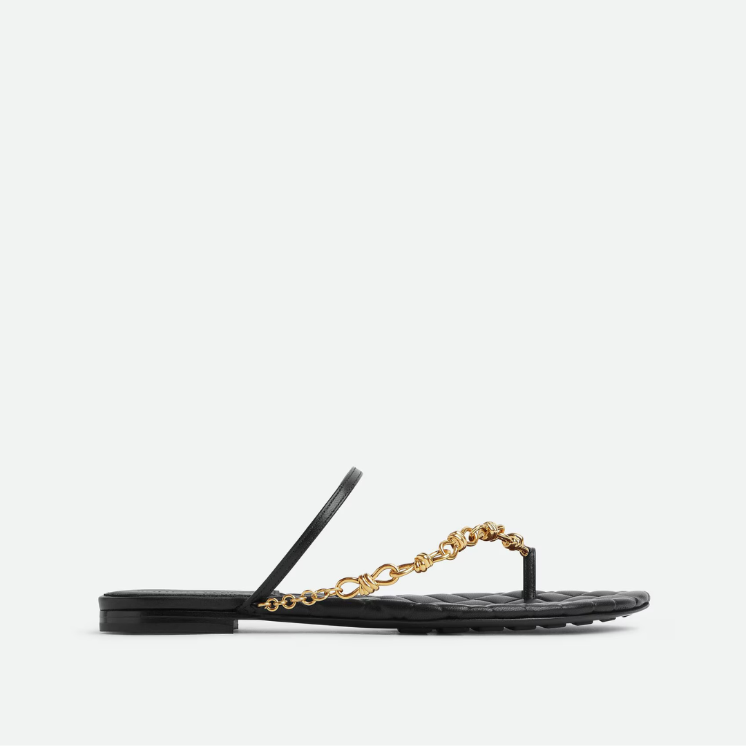 Black Leaf Flat Sandal