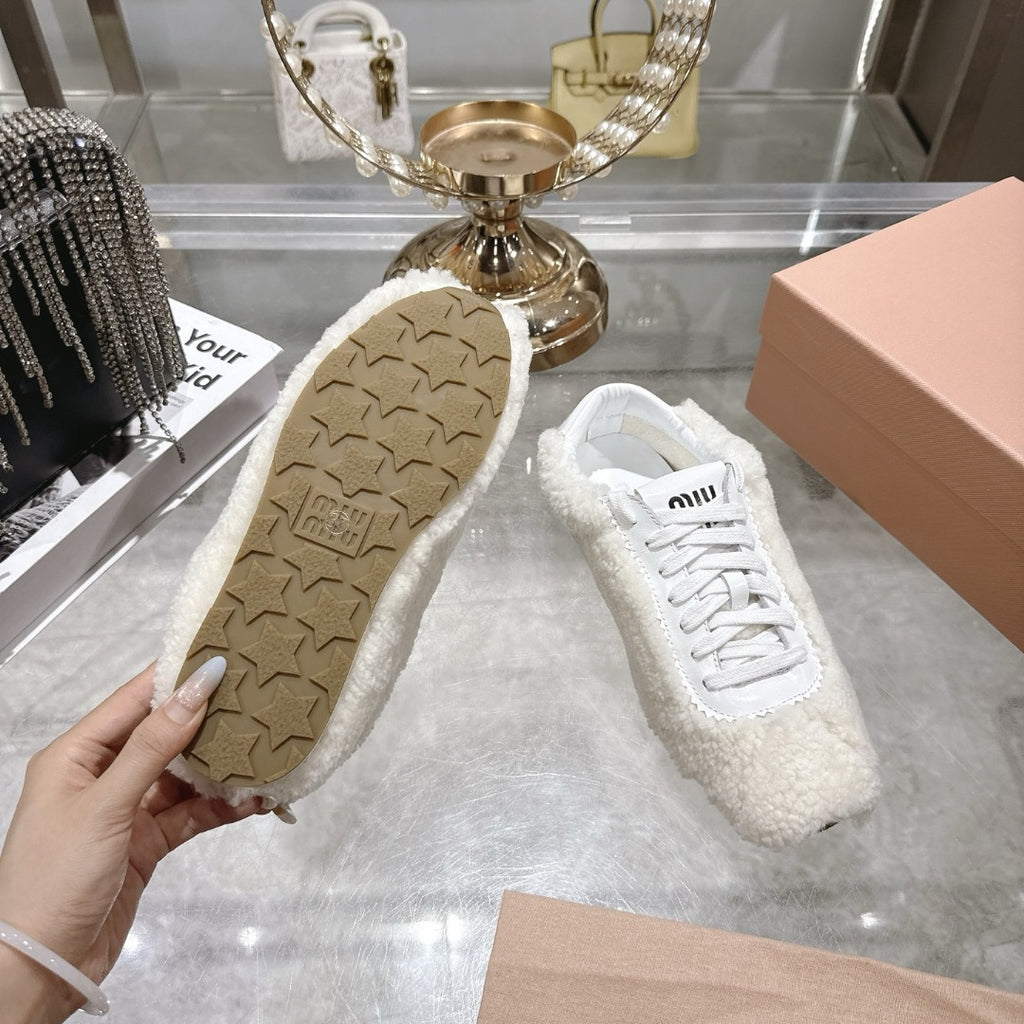 Natural Plume Shearling Sneakers