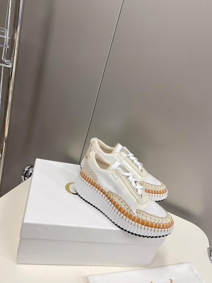 White CN suede & recycled-mesh sneakers