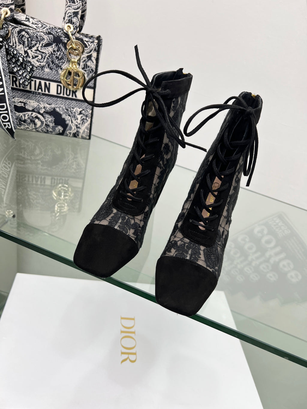 Black Mesh & Suede ND Heeled Ankle Boot