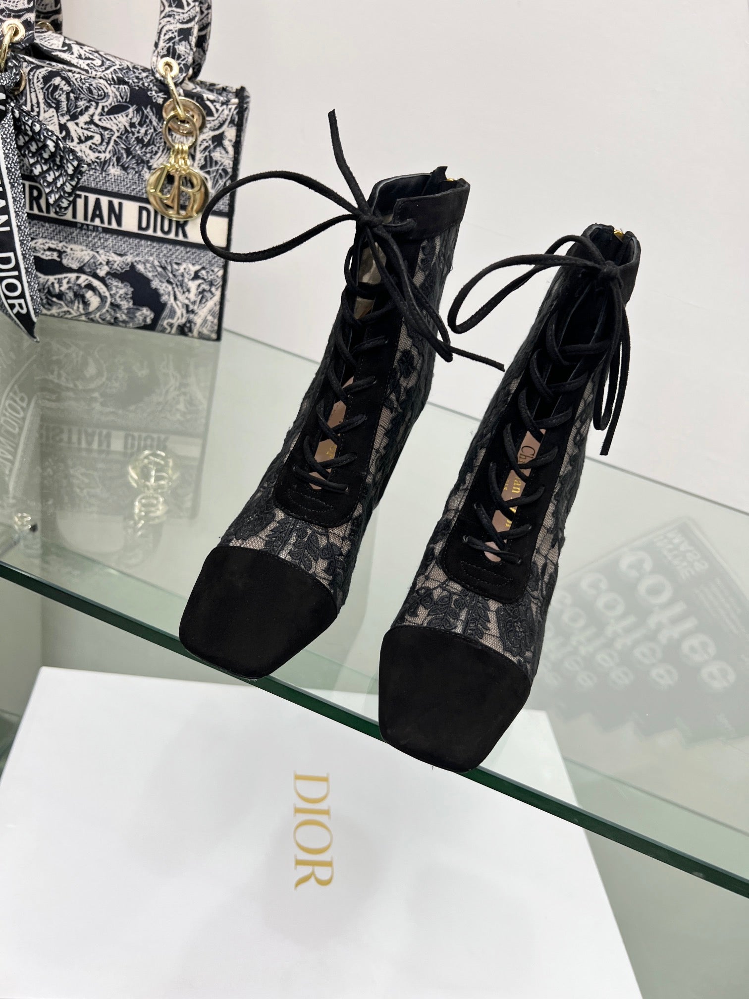 Black Mesh & Suede ND Heeled Ankle Boot