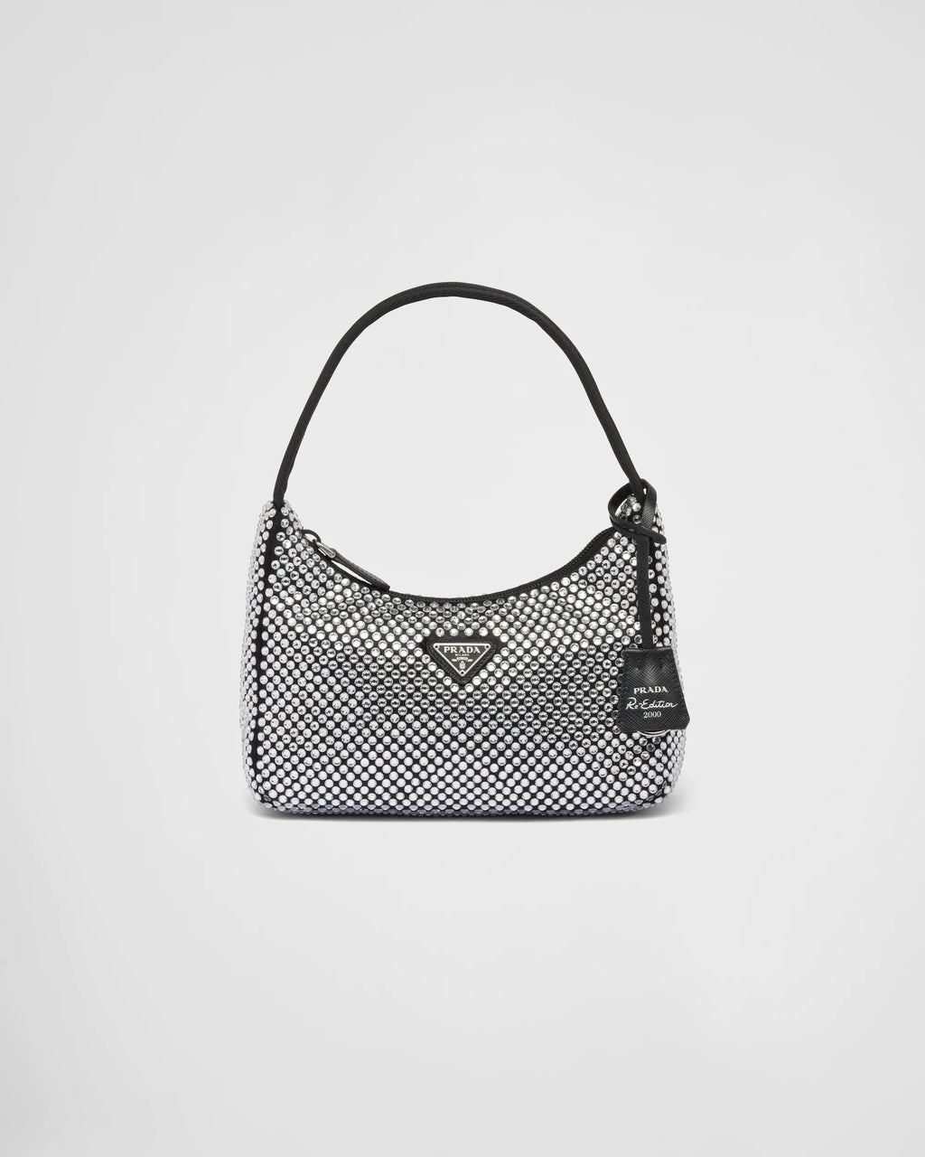 Black satin mini-bag with crystal