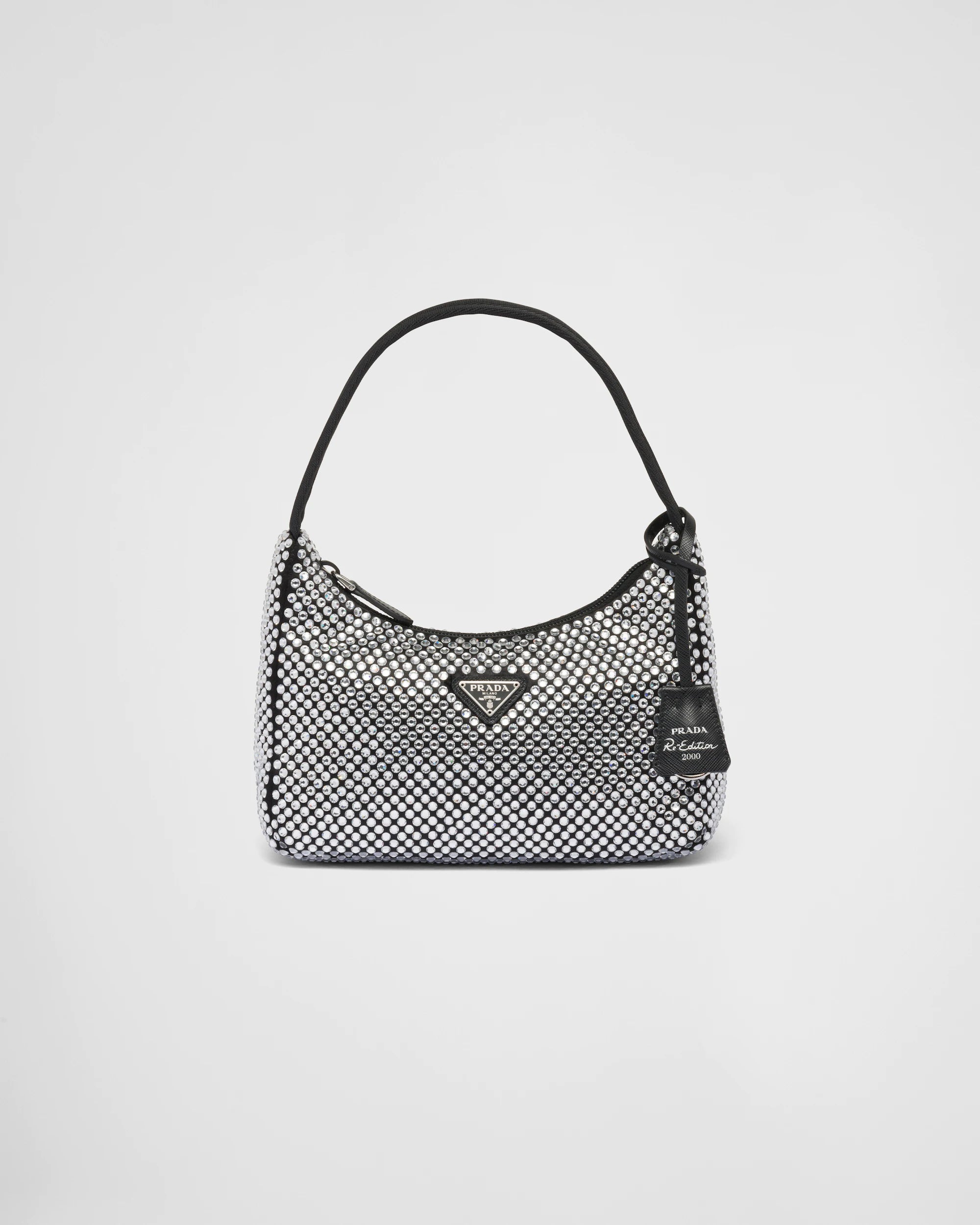 Black satin mini-bag with crystal