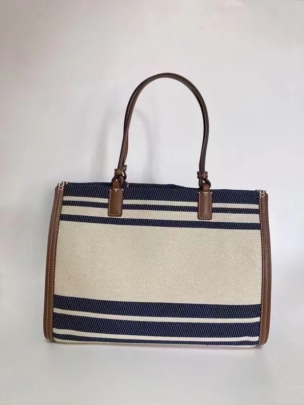 Royal navy TE jacquard stripe tote bag