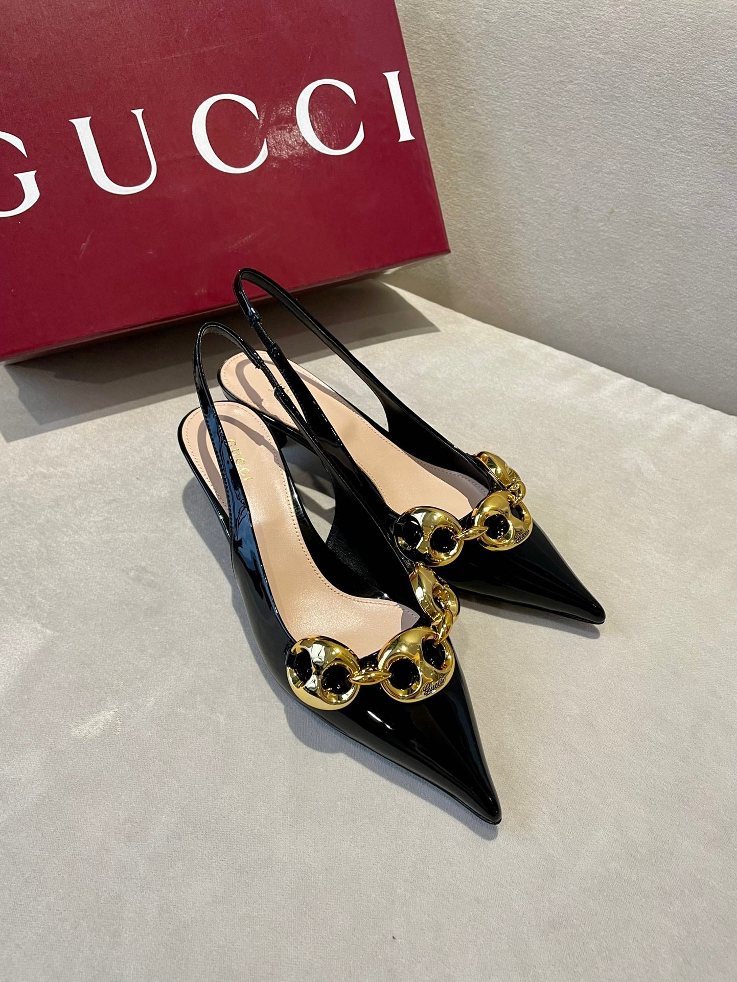 Black Slingback With Chain