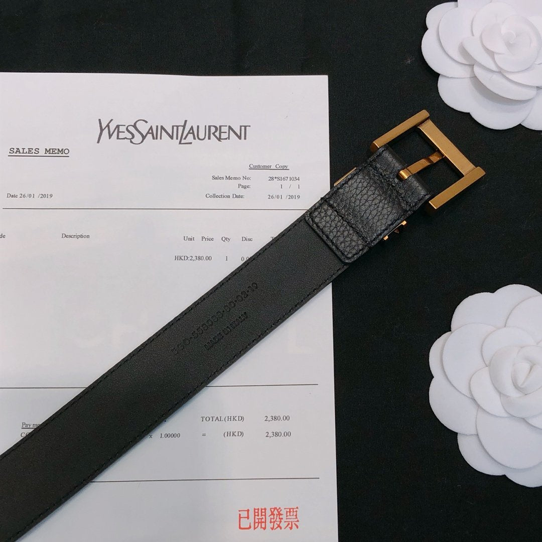 Gold embellished leather belt