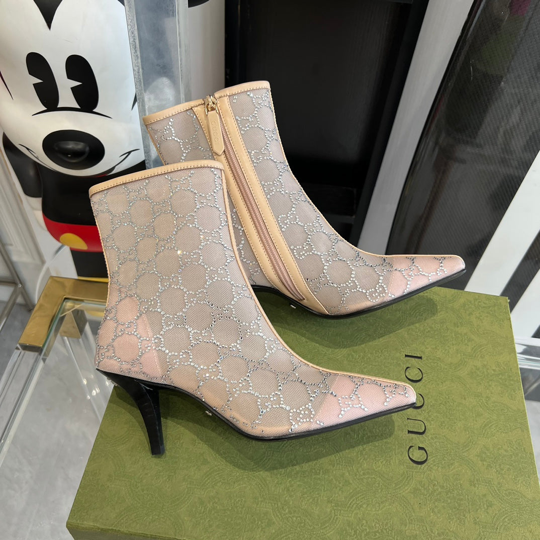 Rose Beige Mid-Heel Boot