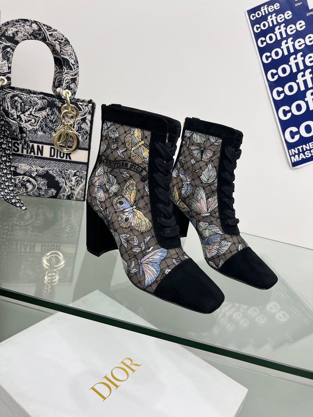 Transparent Mesh & Suede ND Heeled Ankle Boot