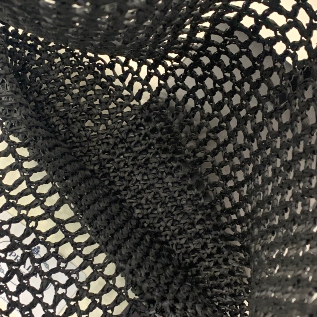 Black large raffia tote bag