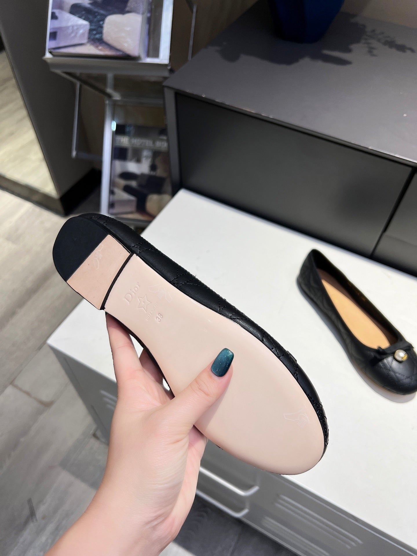 Black Quilted Ballet Flat