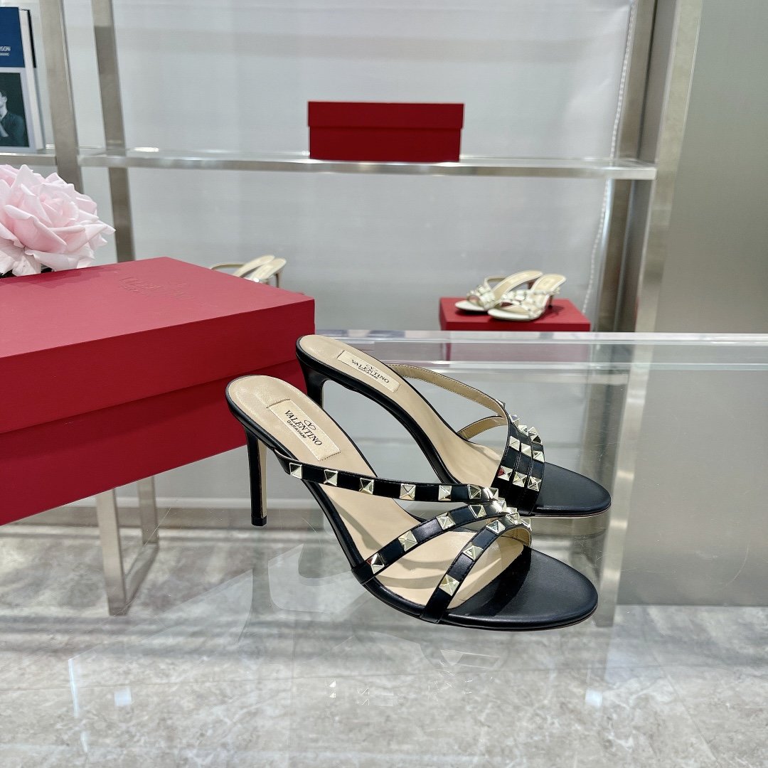 Black VR 80mm mule sandal