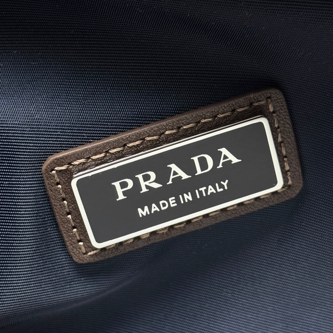 Blue/Coffee Re-Nylon & Leather Belt Bag