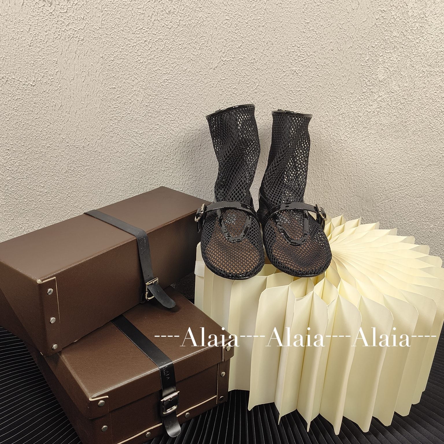 Black Fishnet High Ballet Flats