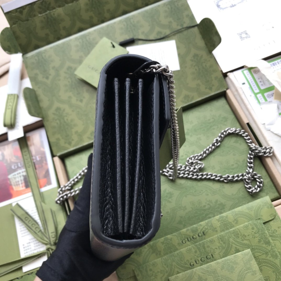 Black DG mini leather chain wallet