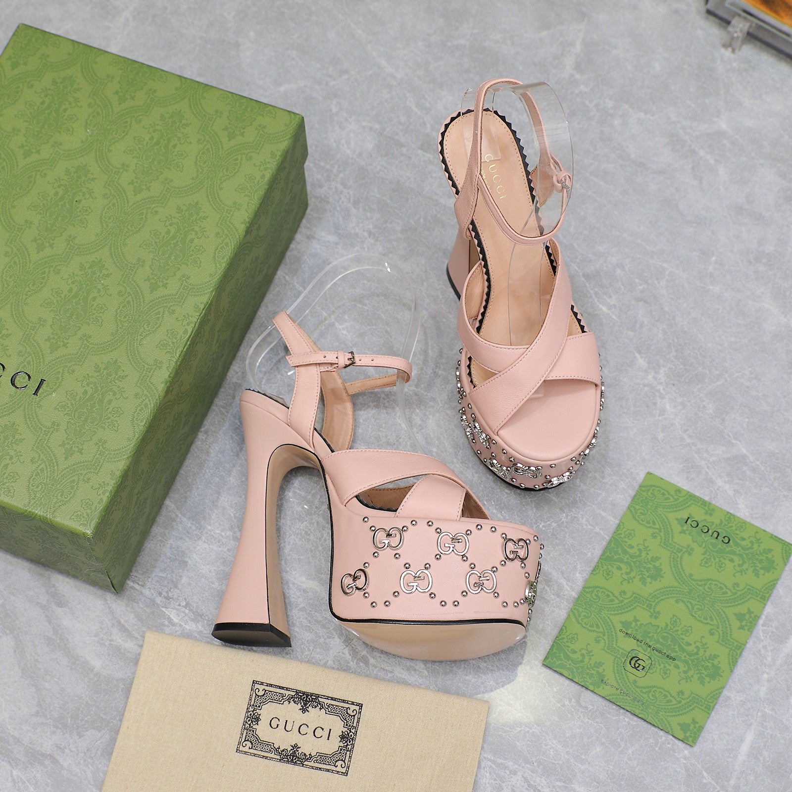 Pink interlocking studs sandal