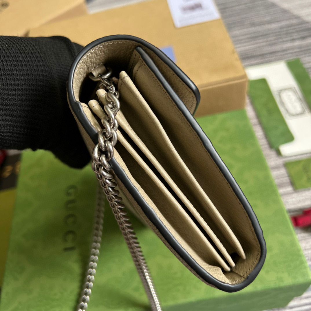 Beige & white DG supreme chain wallet