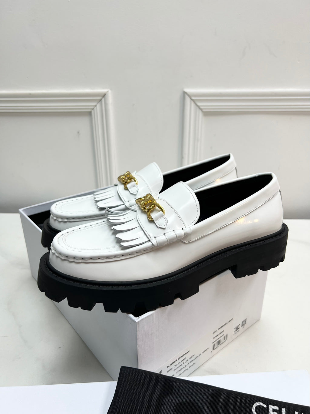 White CM Loafer With Tassels