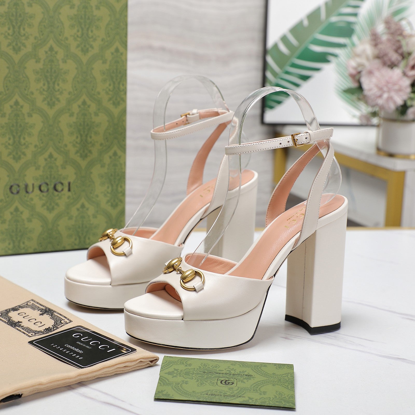 White Horsebit Platform Sandal