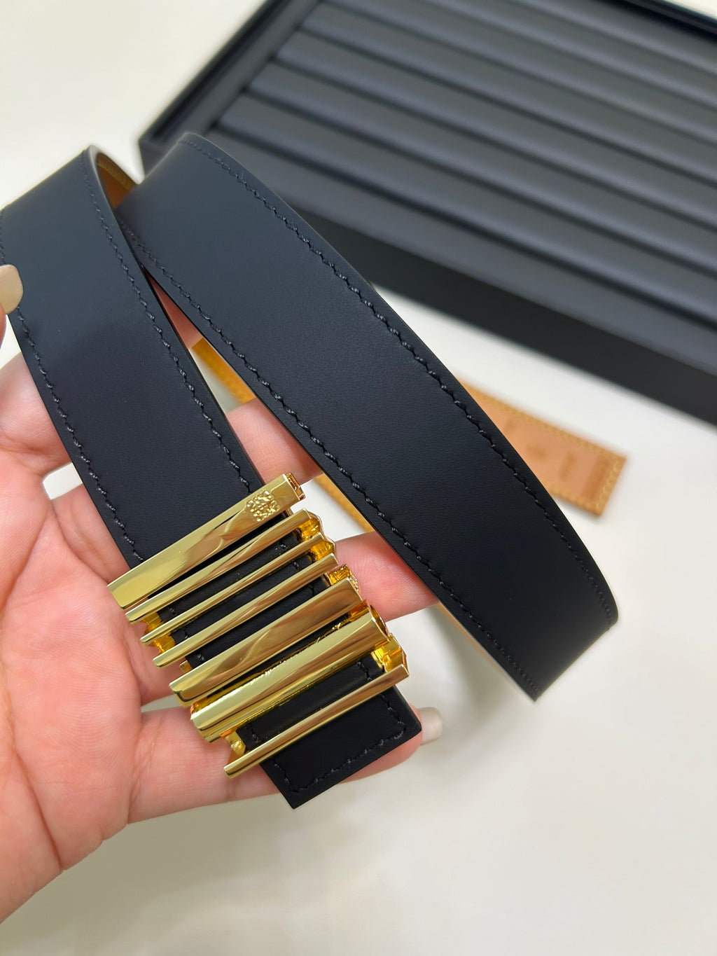 Black/Gold Graphic Belt