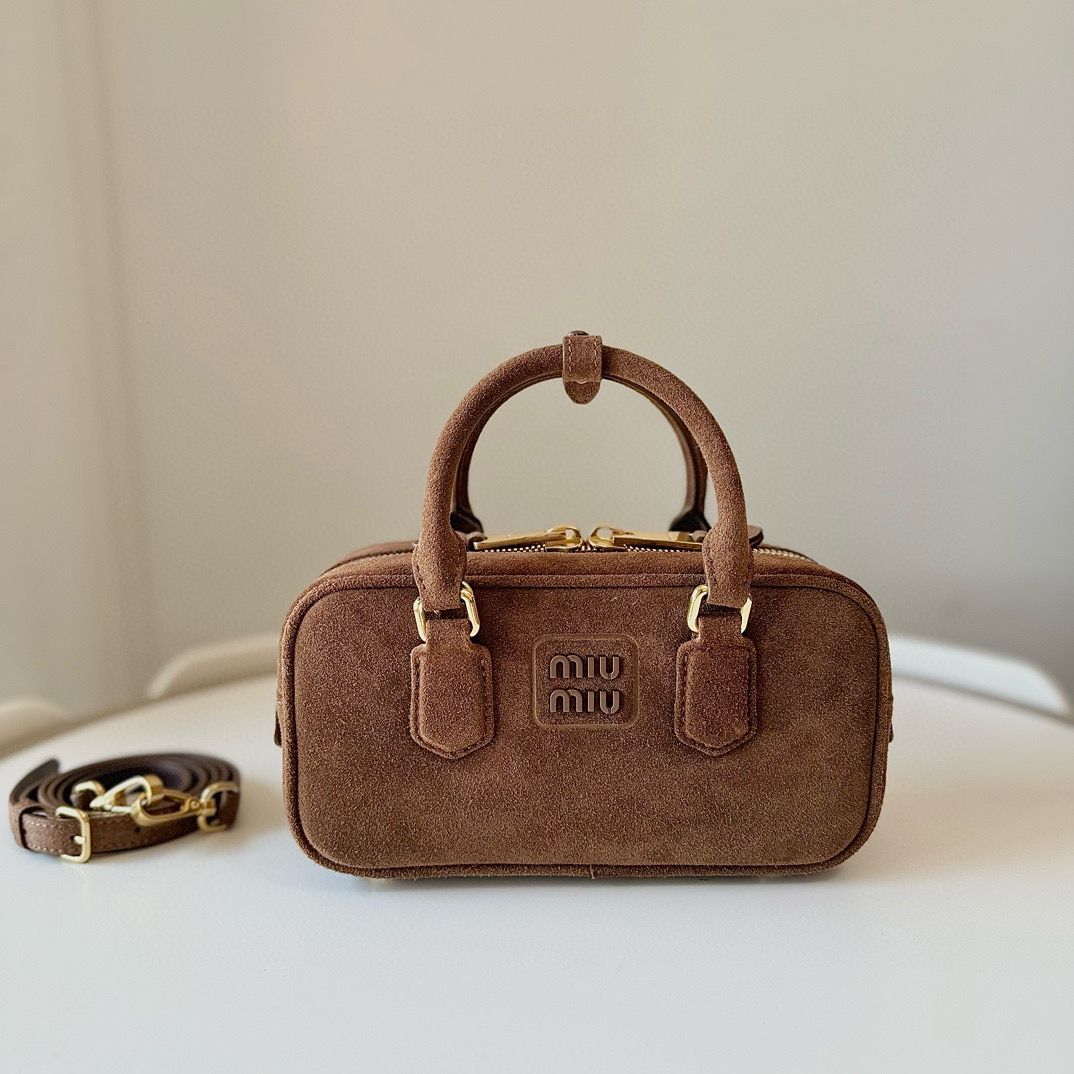 Cocoa Brown Arcadie Padded Suede Top-Handle Bag