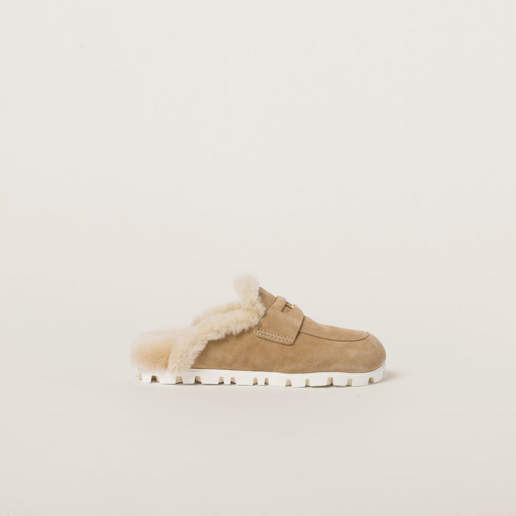 Ecru Suede Mules