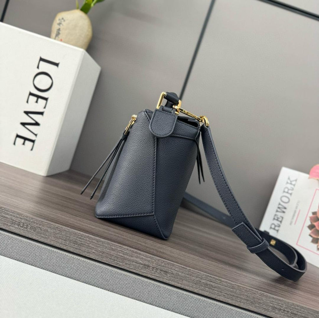 Deep Navy LP Small Leather Shoulder Bag
