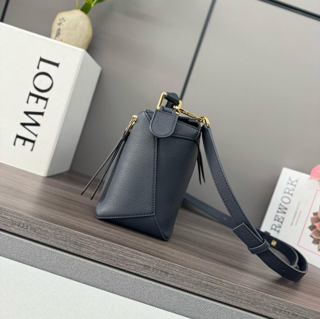 Deep Navy LP Small Leather Shoulder Bag