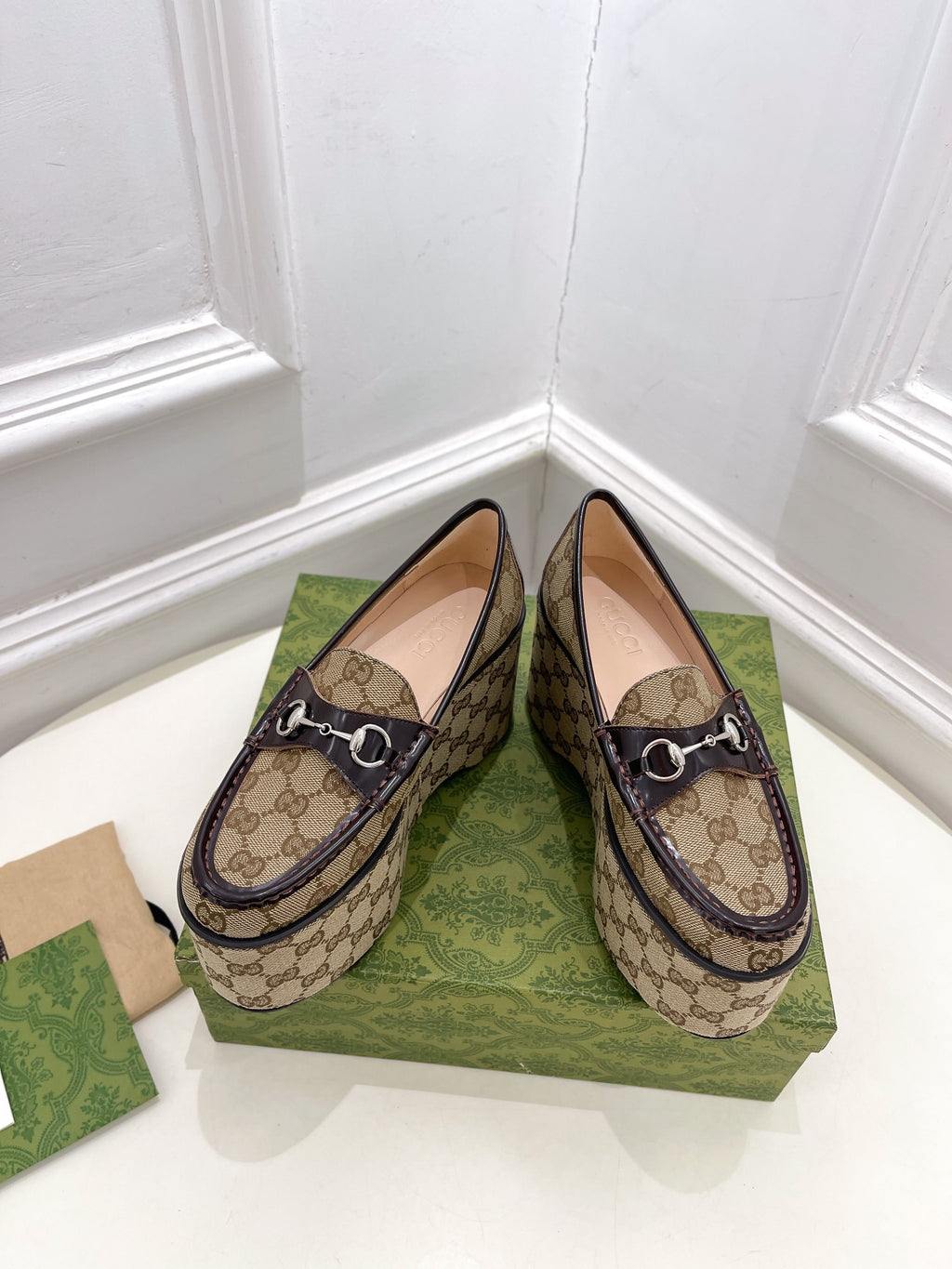 Beige & Ebony Horsebit Platform Loafer