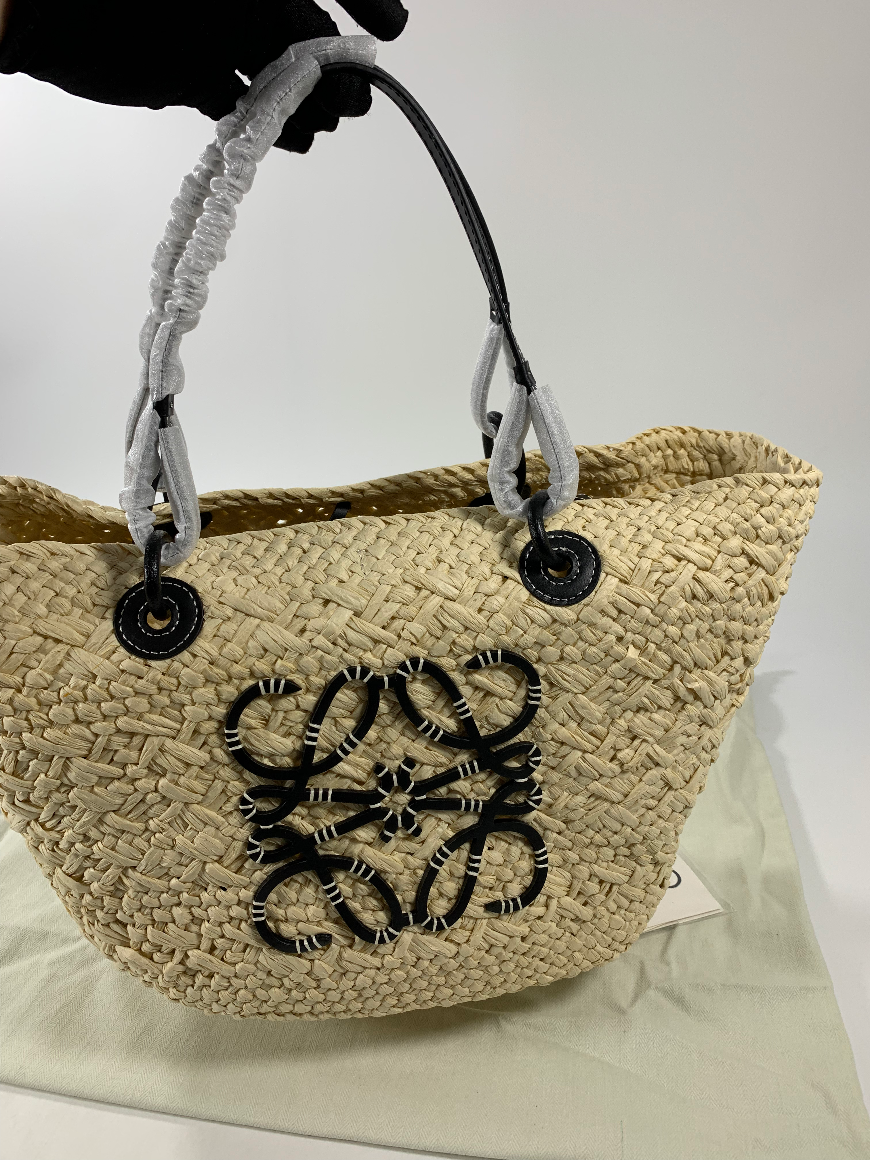 Natural/Black Medium Anagram Basket Bag