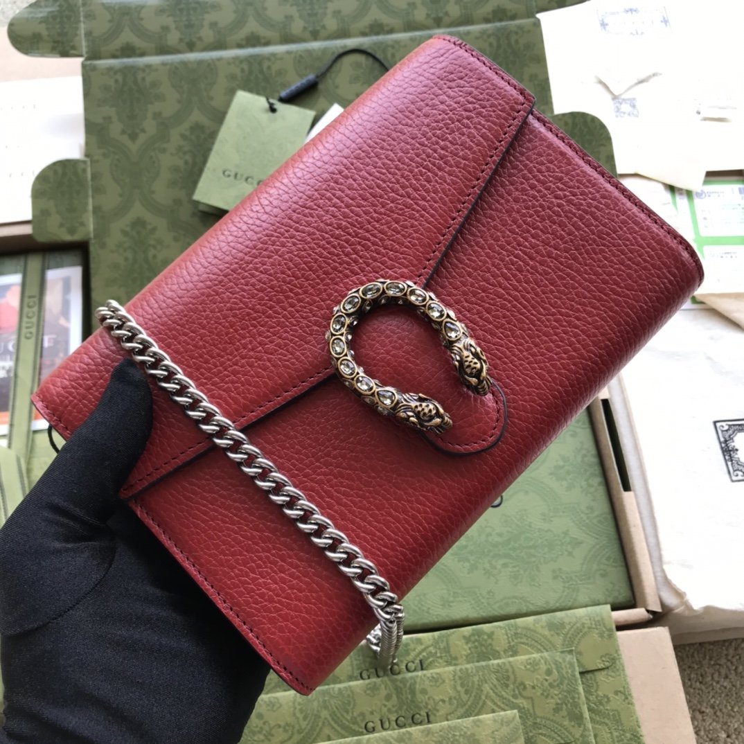 Hibiscus red DG mini leather chain wallet