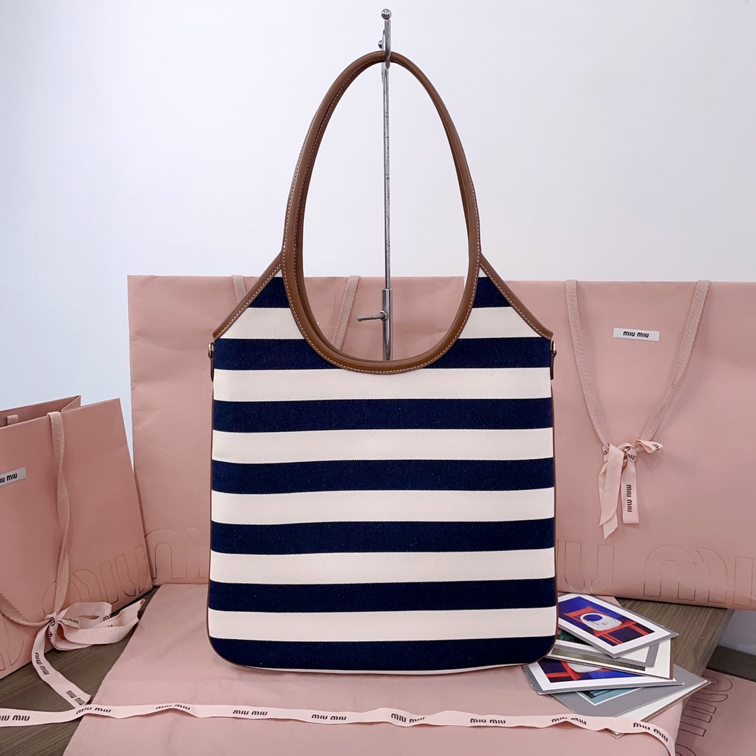 Blue/Beige IVY Canvas & Leather Bag