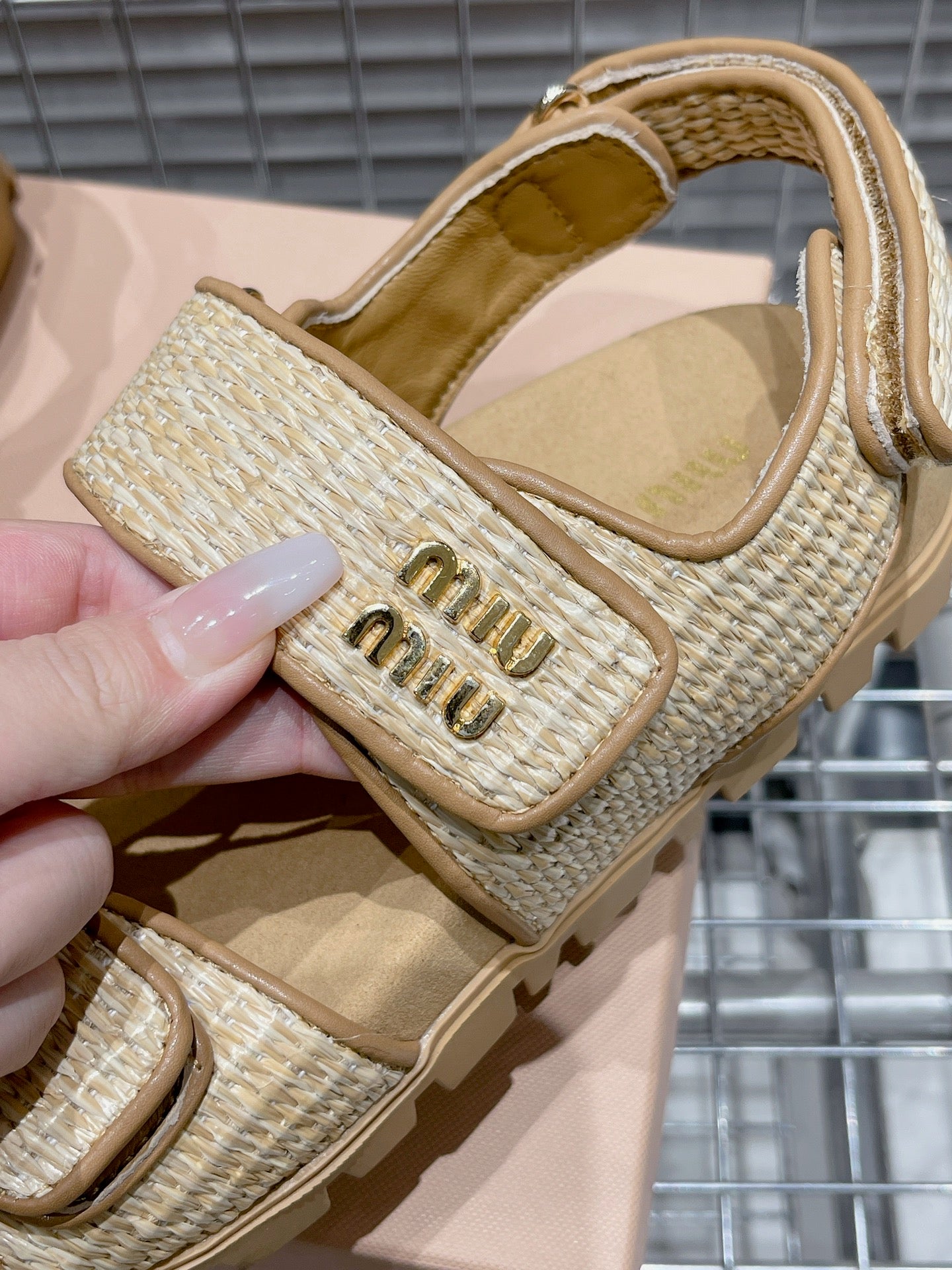 Natural Raffia-Effect Sandals