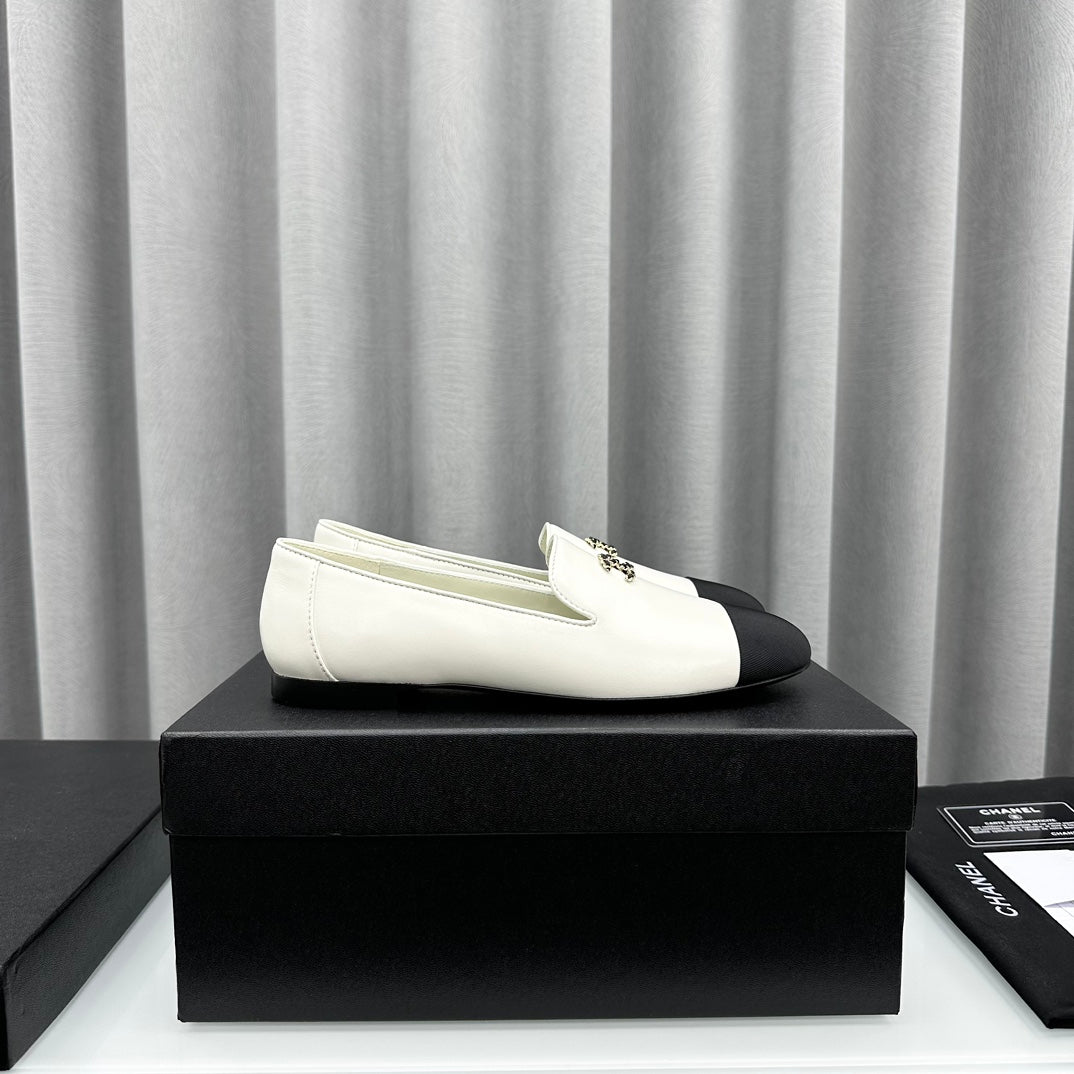 White & Black CC Moccasins