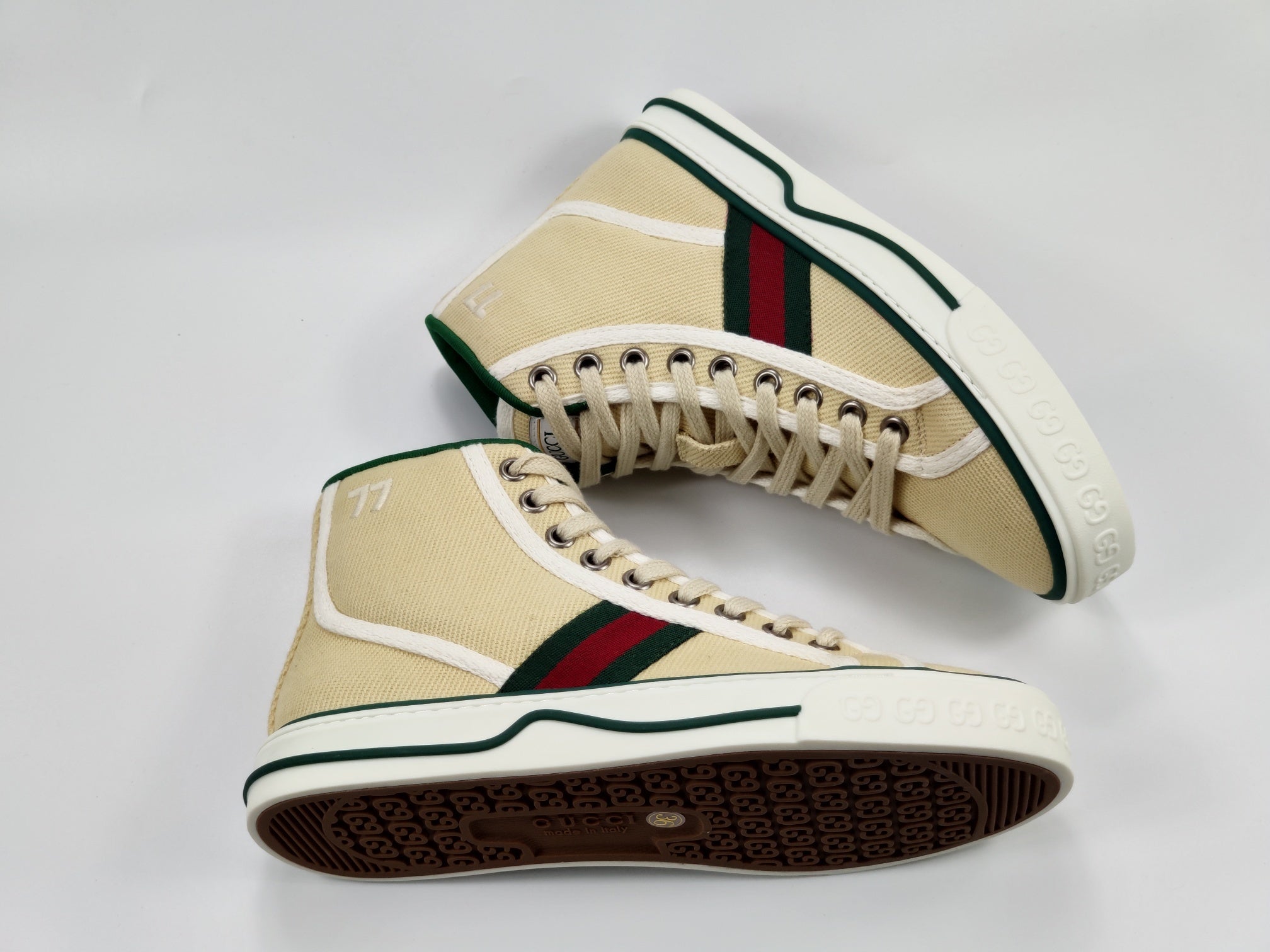 Women's Beige tennis high top sneaker