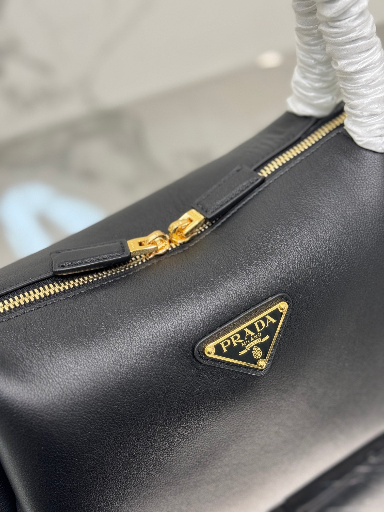 Black P Medium Leather Handbag