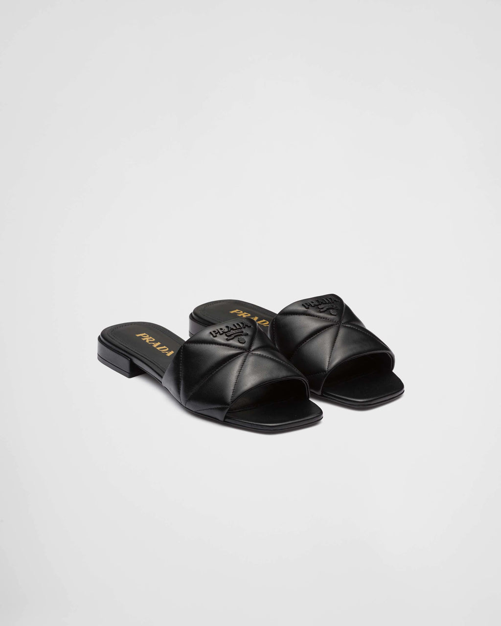 Black Quilted Leather Sabots